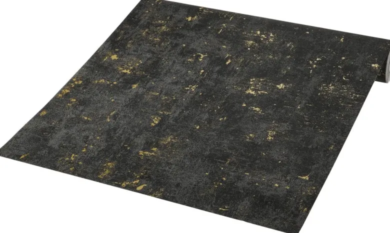 Vliestapete Betonoptik schwarz gold B/L: ca. 53x1005 cm