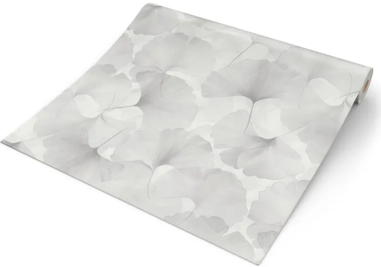 Vliestapete Blätter silber weiß B/L: ca. 53x1005 cm glitzernd