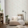 Vliestapete Blätter weiß beige grau B/L: ca. 53x1005 cm glitzernd