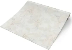 Vliestapete Blätter weiß beige grau B/L: ca. 53x1005 cm glitzernd