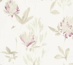 Vliestapete Blumen beige rot B/L: ca. 53x1005 cm