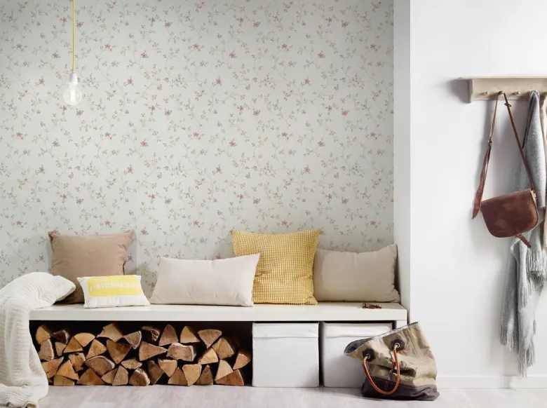 Vliestapete Blumen creme bunt B/L: ca. 53x1005 cm