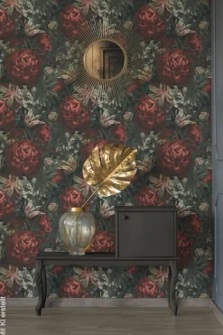 Vliestapete Floral schwarz bunt B/L: ca. 53x1005 cm