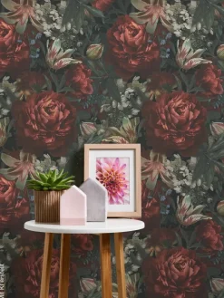Vliestapete Floral schwarz bunt B/L: ca. 53x1005 cm