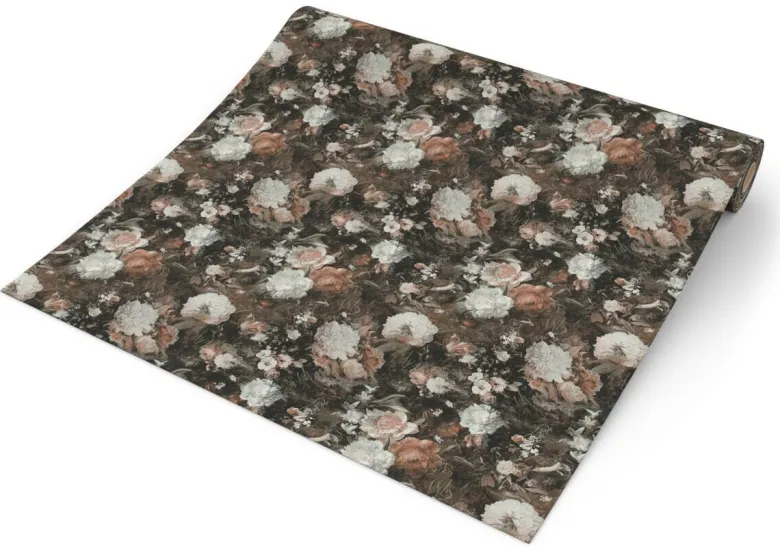 Vliestapete Floral schwarz beige B/L: ca. 53x1005 cm