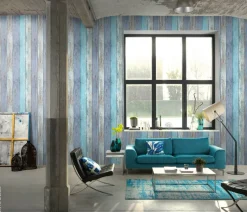 Vliestapete Holzoptik blau B/L: ca. 53x1005 cm