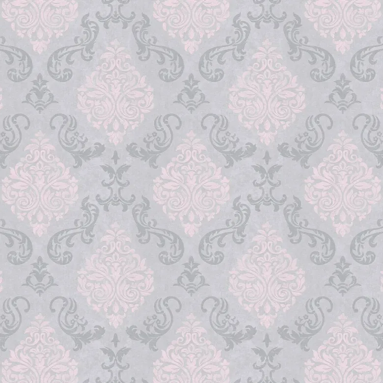 Vliestapete Ornament grau rosa B/L: ca. 53x1005 cm