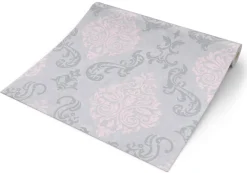 Vliestapete Ornament grau rosa B/L: ca. 53x1005 cm