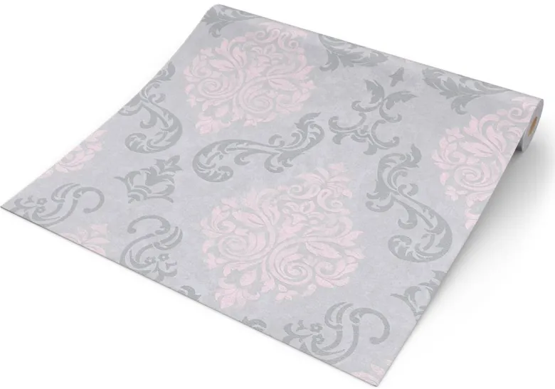 Vliestapete Ornament grau rosa B/L: ca. 53x1005 cm