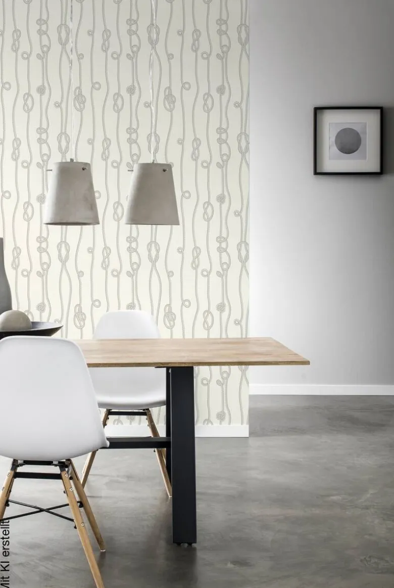 Vliestapete Seemannsknoten beige grau B/L: ca. 53x1005 cm
