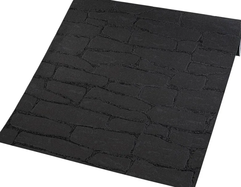 Vliestapete Steinoptik schwarz B/L: ca. 53x1005 cm