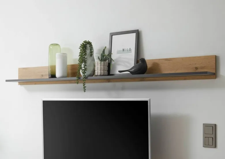Wandboard City Eiche Wotan Nachbildung anthrazit B/H/T: ca. 170x15x20 cm