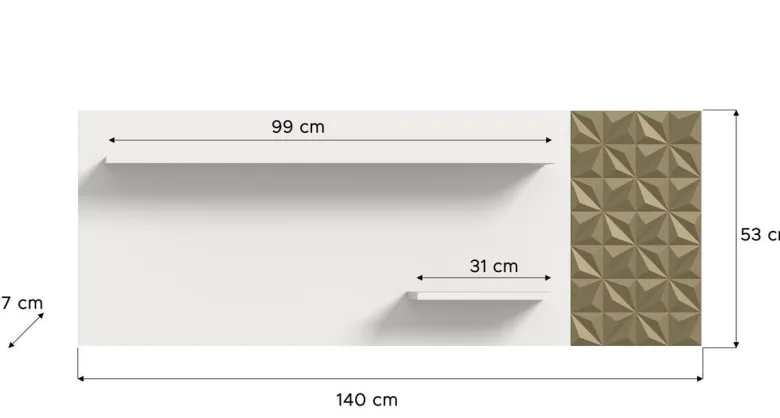 Wandboard Prisma weiß gold Optik B/H/T: ca. 140x53x17 cm