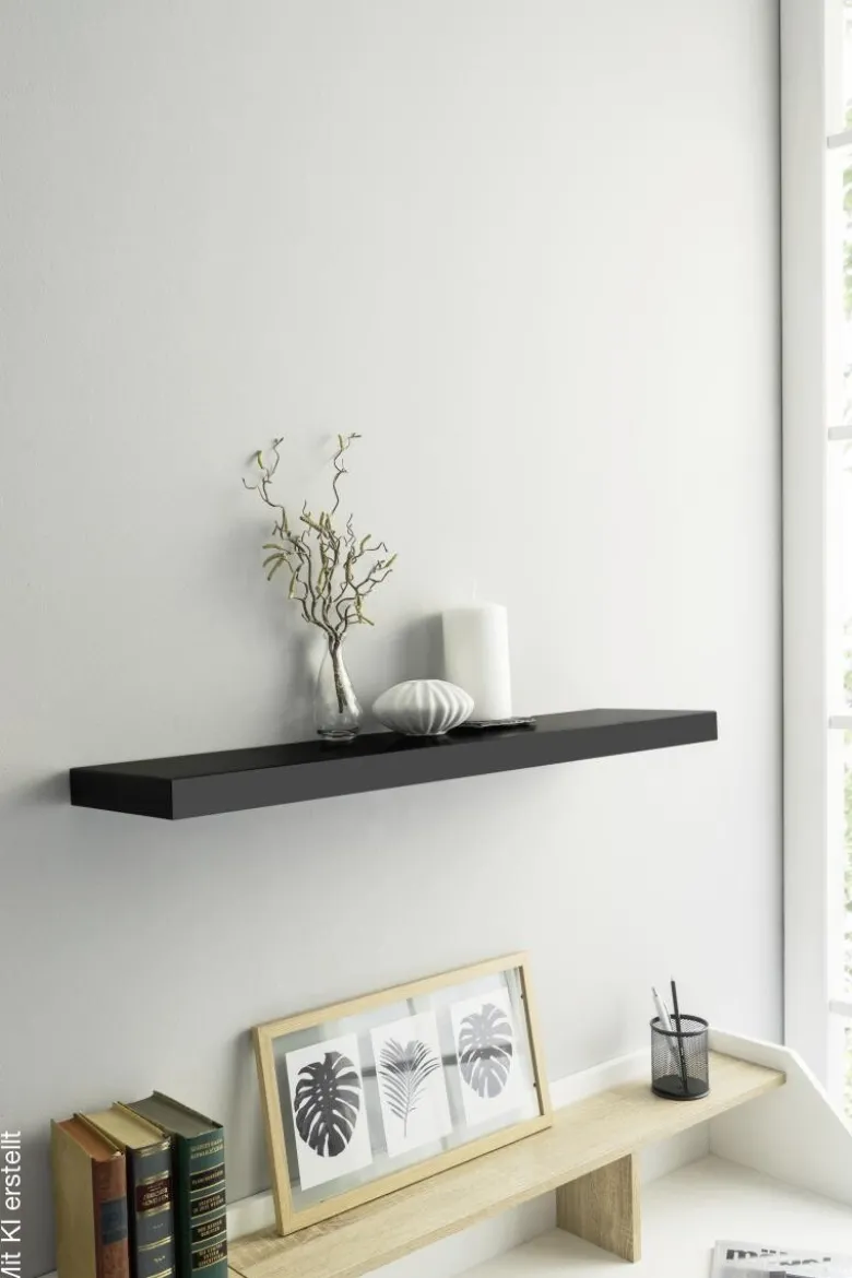 Wandboard Shelvy 80 schwarz B/H/T: ca. 80x4x24 cm
