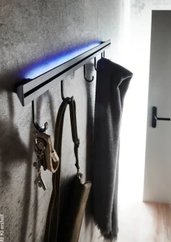 Wandgarderobe Frida schwarz B/H/T: ca. 60x8x6 cm