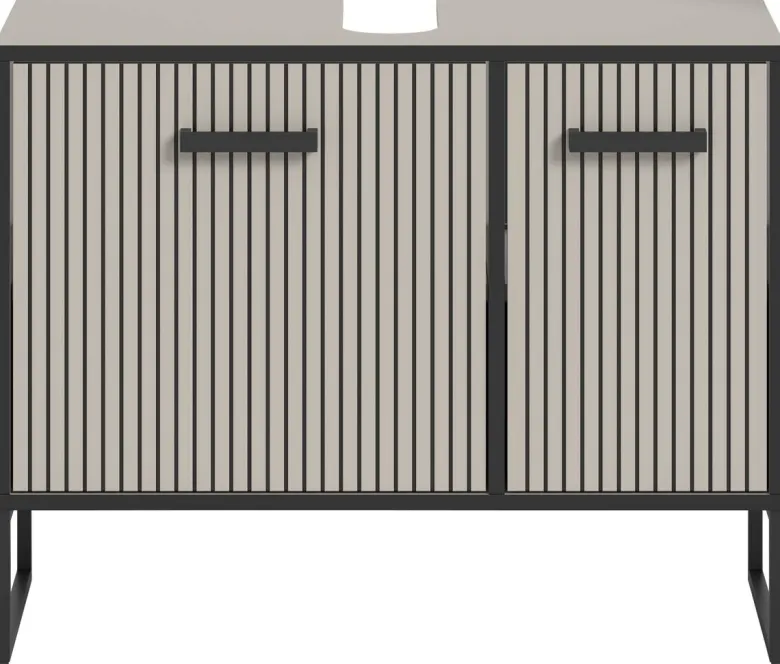 Waschbeckenunterschrank BAGNO schwarz Kaschmirgrau Nachbildung B/H/T: ca. 80x63x36 cm