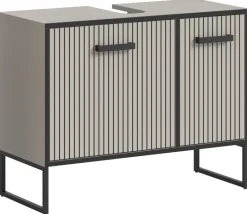Waschbeckenunterschrank BAGNO schwarz Kaschmirgrau Nachbildung B/H/T: ca. 80x63x36 cm