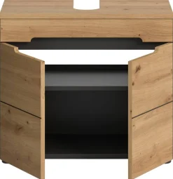 Waschbeckenunterschrank Canu Basalt Eiche Artisan Nachbildung B/H/T: ca. 63x55x34 cm
