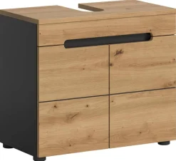 Waschbeckenunterschrank Canu Basalt Eiche Artisan Nachbildung B/H/T: ca. 63x55x34 cm