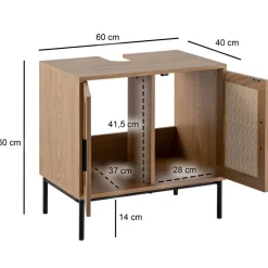 Waschbeckenunterschrank Eiche natur Optik B/H/T: ca. 60x60x40 cm
