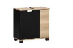 Waschbeckenunterschrank Emmik schwarz matt Eiche Eiche weiß Nachbildung B/H/T: ca. 59,8x62,4x32,6 cm