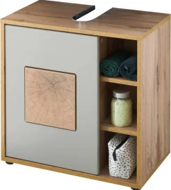 Waschbeckenunterschrank Greece Wildeiche Nachbildung grau B/H/T: ca. 60x60x35 cm