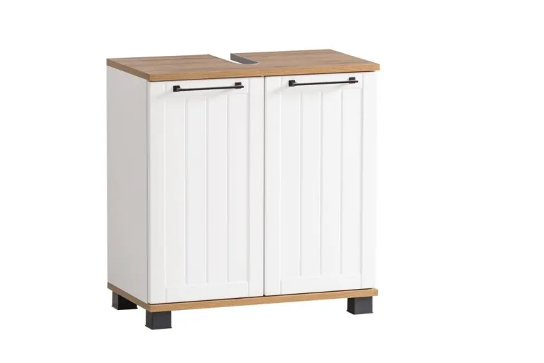 Waschbeckenunterschrank Jelda Eiche Landhaus Nachbildung B/H/T: ca. 60x62x33 cm