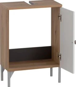 Waschbeckenunterschrank Jesper Eiche Artisan Nachbildung weiß matt B/H/T: ca. 40,3x58,5x32 cm