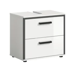 Waschbeckenunterschrank KOJAK weiß weiß Hochglanz anthrazit B/H/T: ca. 60x55x37 cm