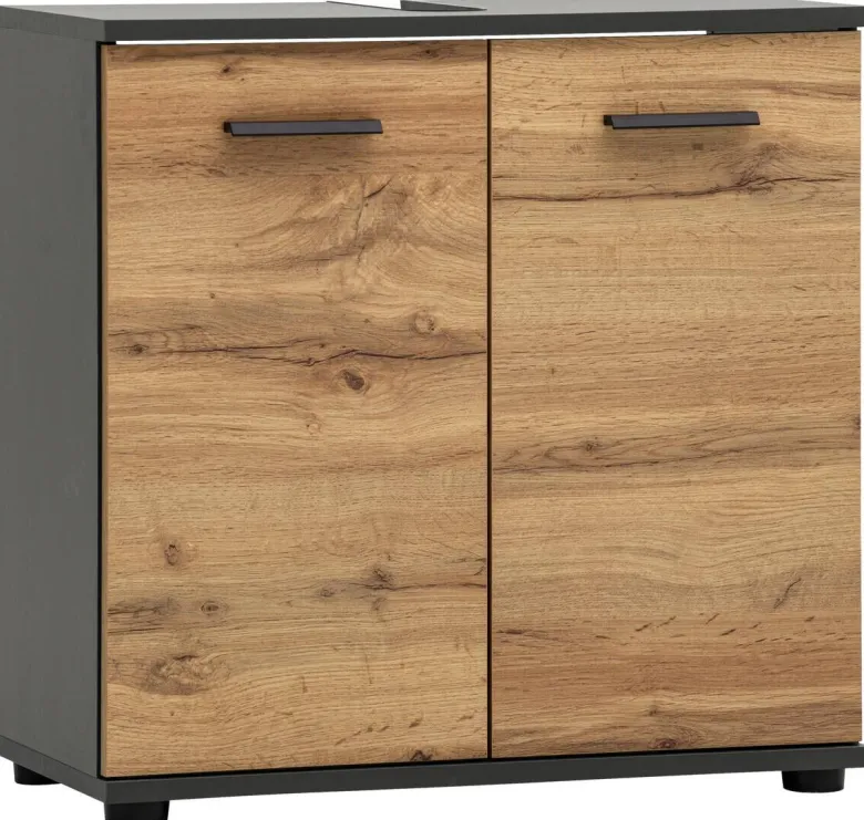 Waschbeckenunterschrank Lanos Eiche Nachbildung anthrazit B/H/T: ca. 60x60x33 cm