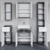 Waschbeckenunterschrank Line Rauchsilber Nachbildung weiß Hochglanz B/H/T: ca. 60x56x31 cm