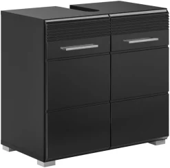 Waschbeckenunterschrank LINUS schwarz schwarz Hochglanz B/H/T: ca. 60x56x34 cm