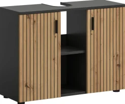 Waschbeckenunterschrank Mone Basalt Nachbildung Artisan Oak Nachbildung B/H/T: ca. 80x59x30 cm