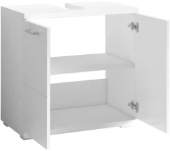 Waschbeckenunterschrank NEBRASKA weiß weiß Lack Hochglanz silber B/H/T: ca. 60x59x31,5 cm