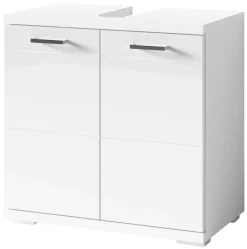 Waschbeckenunterschrank NEBRASKA weiß weiß Lack Hochglanz silber B/H/T: ca. 60x59x31,5 cm
