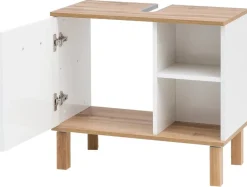 Waschbeckenunterschrank Padua weiß glanz Eiche Landhaus Nachbildung B/H/T: ca. 65,2x60,1x35 cm