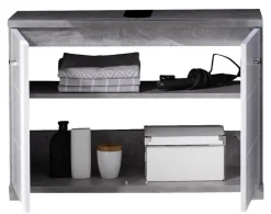 Waschbeckenunterschrank Pool Beton Optik weiß Hochglanz B/H/T: ca. 80x57x30 cm