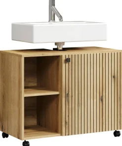 Waschbeckenunterschrank Pure Bliss Eiche Evoke Oak Nachbildung schwarz B/H/T: ca. 80x64x42 cm