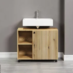 Waschbeckenunterschrank Pure Bliss Eiche Evoke Oak Nachbildung schwarz B/H/T: ca. 80x64x42 cm