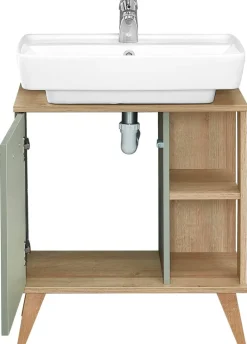 Waschbeckenunterschrank Quickset 963 salbei Nachbildung Eiche Riviera Nachbildung B/H/T: ca. 60,5x65x33 cm