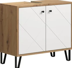 Waschbeckenunterschrank Touch Eiche Artisan Nachbildung weiß matt B/H/T: ca. 69x61x32 cm