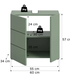 Waschbeckenunterschrank VIRA grün schwarz B/H/T: ca. 60x57x34 cm
