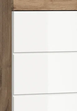 Waschbeckenunterschrank Wave Oak Nachbildung weiß Hochglanz B/H/T: ca. 60x56x34 cm