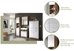 Waschbeckenunterschrank Wave Oak Nachbildung weiß Hochglanz B/H/T: ca. 60x56x34 cm