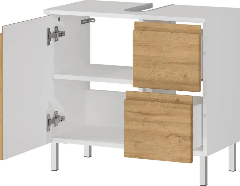 Waschbeckenunterschrank 4330-559 weiß Eiche Grand-Son Nachbildung B/H/T: ca. 60x56x34 cm