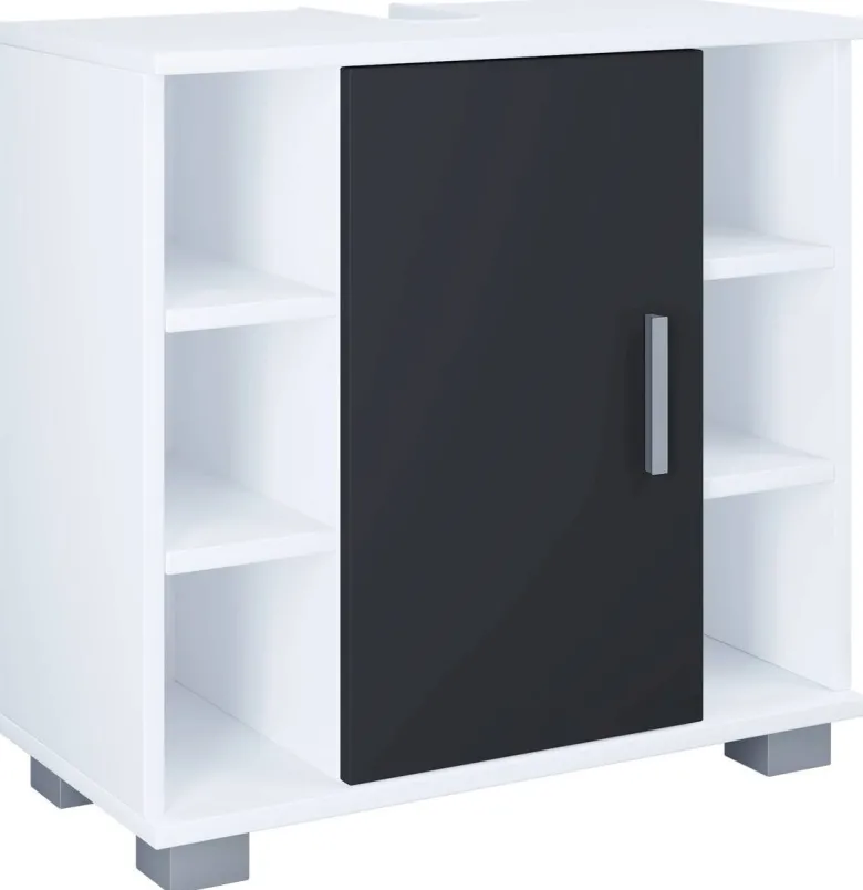 Waschbeckenunterschrank Zalo weiß schwarz B/H/T: ca. 60x58x30 cm