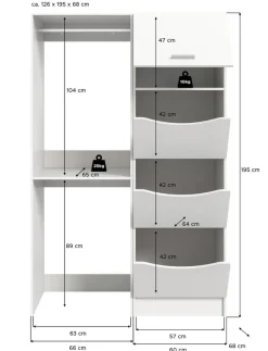 Waschmaschinenumbauschrank Free weiß B/H/T: ca. 126x195x68 cm