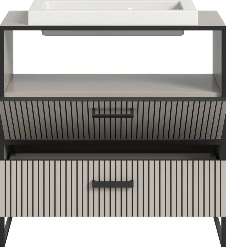 Waschplatz BAGNO schwarz Kaschmirgrau Nachbildung B/H/T: ca. 80x84x48 cm