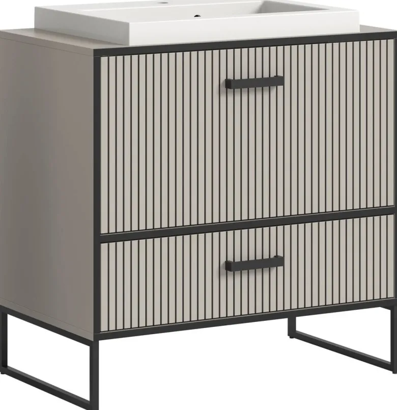 Waschplatz BAGNO schwarz Kaschmirgrau Nachbildung B/H/T: ca. 80x84x48 cm
