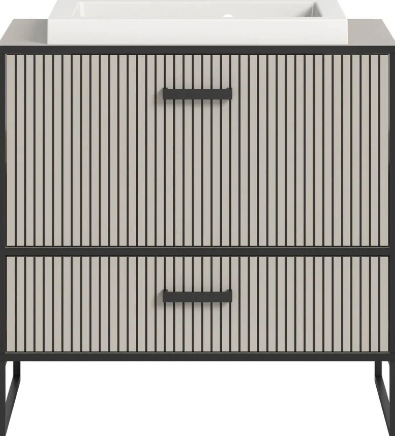 Waschplatz BAGNO schwarz Kaschmirgrau Nachbildung B/H/T: ca. 80x84x48 cm